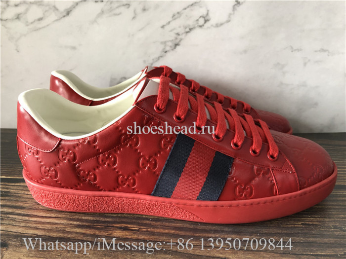 Super Quality Gucci Ace Embroidered Sneaker Red