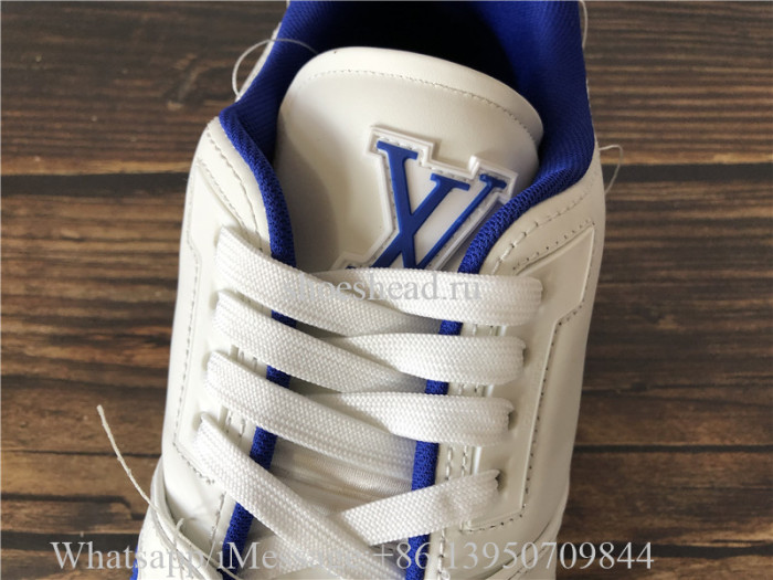 Louis Vuitton Low Top Trainer Sneaker White Blue