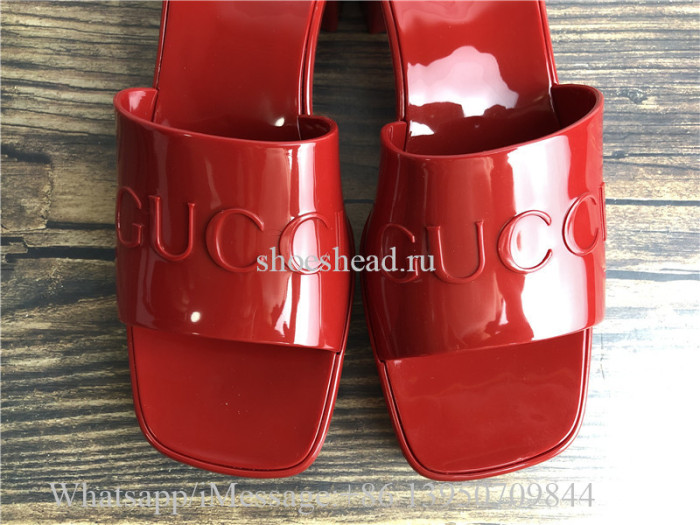 Gucci Slide Sandal With Gucci Logo Red Rubber