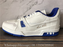 Louis Vuitton Low Top Trainer Sneaker White Blue