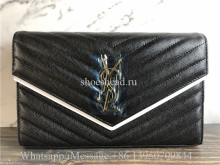 Original Saint Laurent Medium Matelasse Leather Wallet On Chain Bag