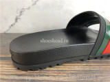 Gucci Web Rubber Slide Sandal With Black Rubber