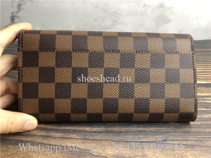Original Louis Vuitton Sarah Wallet Damier Ebene Brown N63209