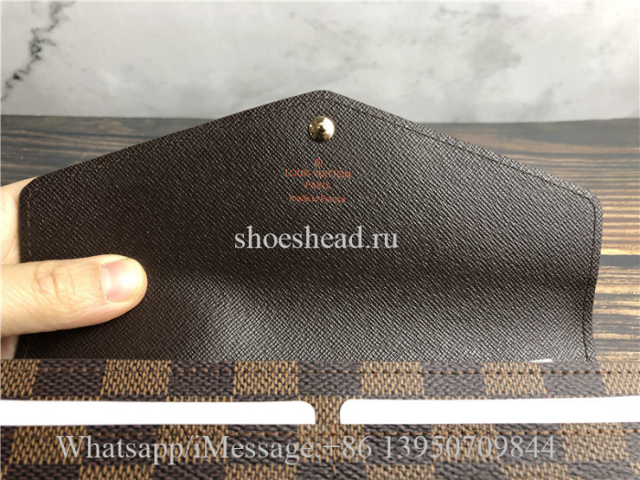 Original Louis Vuitton Sarah Wallet Damier Ebene Brown N63209