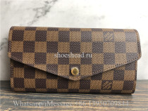 Original Louis Vuitton Sarah Wallet Damier Ebene Brown N63209