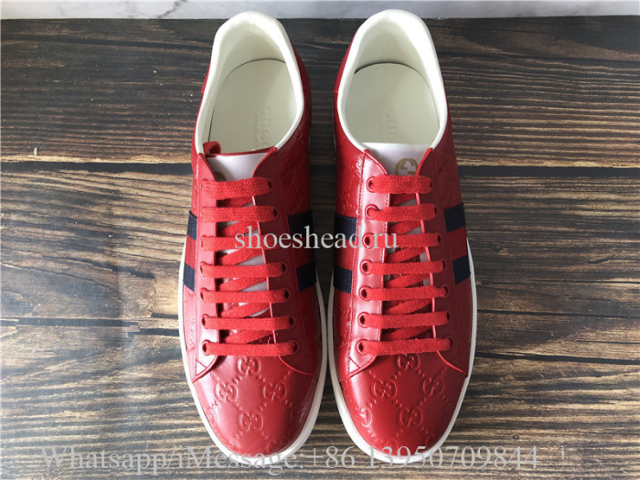 Super Quality Gucci Ace Embroidered Sneaker Red White