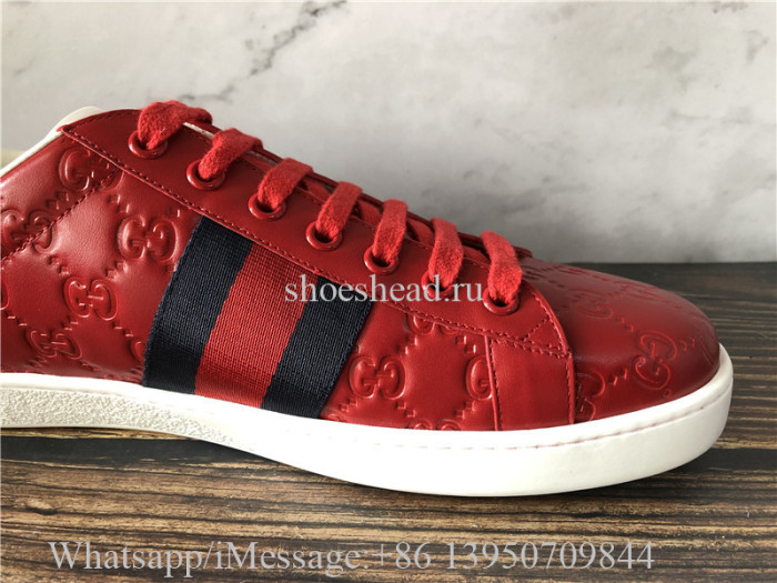 Super Quality Gucci Ace Embroidered Sneaker Red White