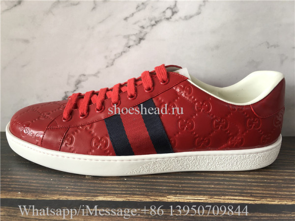 Super Quality Gucci Ace Embroidered Sneaker Red White