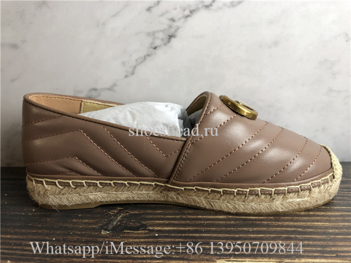 Gucci Leather espadrille with Double G Shoes Brown