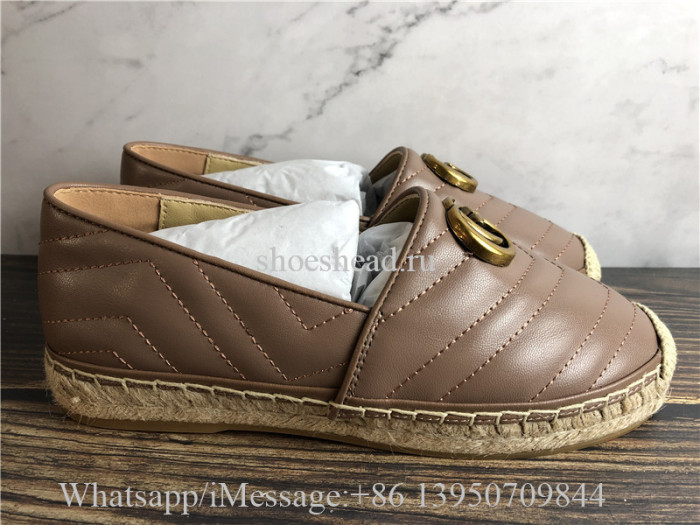 Gucci Leather espadrille with Double G Shoes Brown