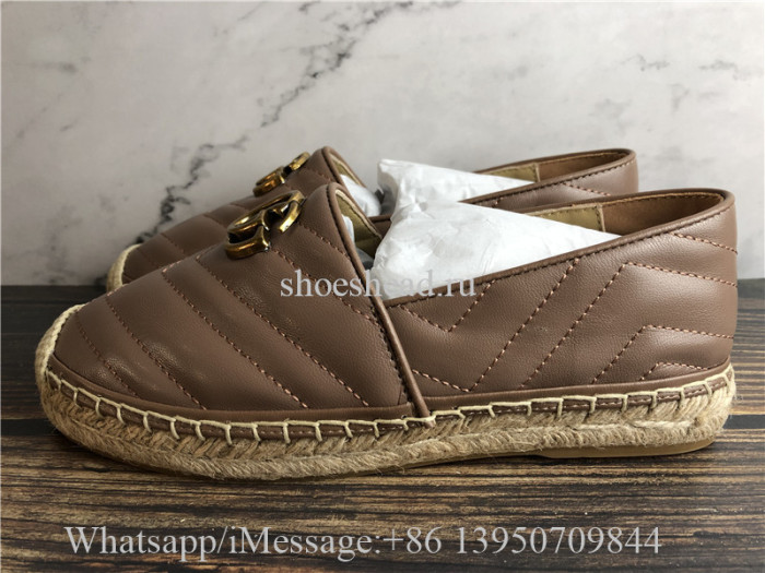 Gucci Leather espadrille with Double G Shoes Brown