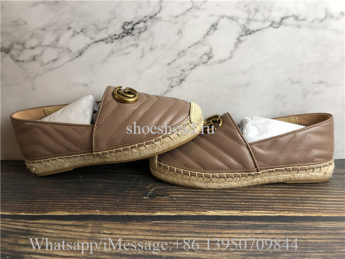 Gucci Leather espadrille with Double G Shoes Brown