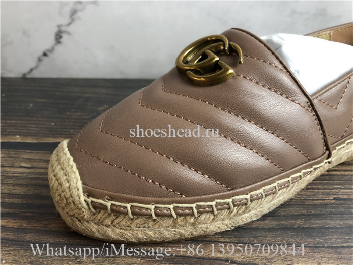 Gucci Leather espadrille with Double G Shoes Brown