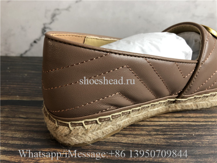 Gucci Leather espadrille with Double G Shoes Brown
