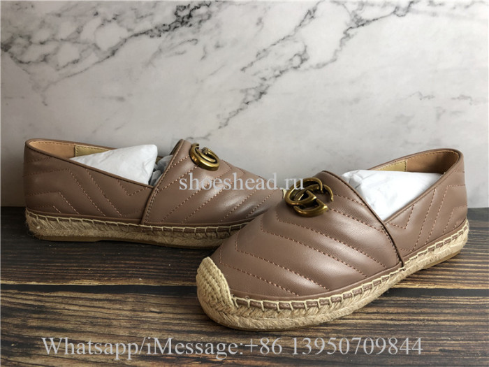 Gucci Leather espadrille with Double G Shoes Brown