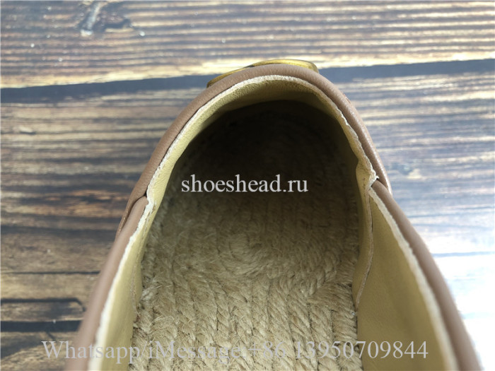 Gucci Leather espadrille with Double G Shoes Brown