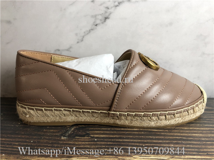 Gucci Leather espadrille with Double G Shoes Brown