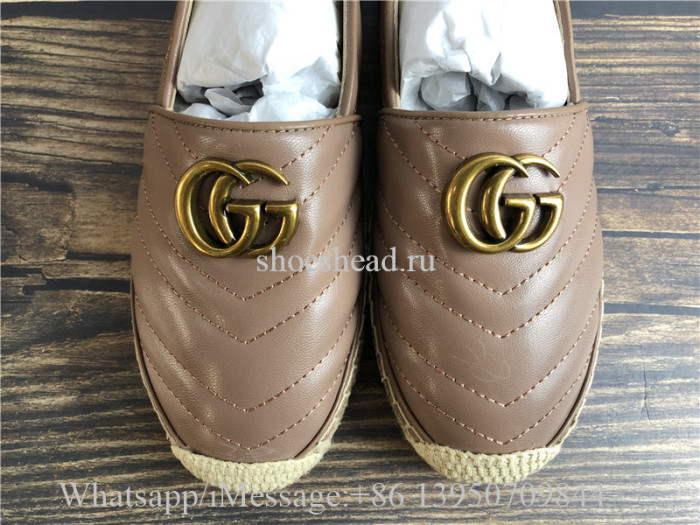 Gucci Leather espadrille with Double G Shoes Brown