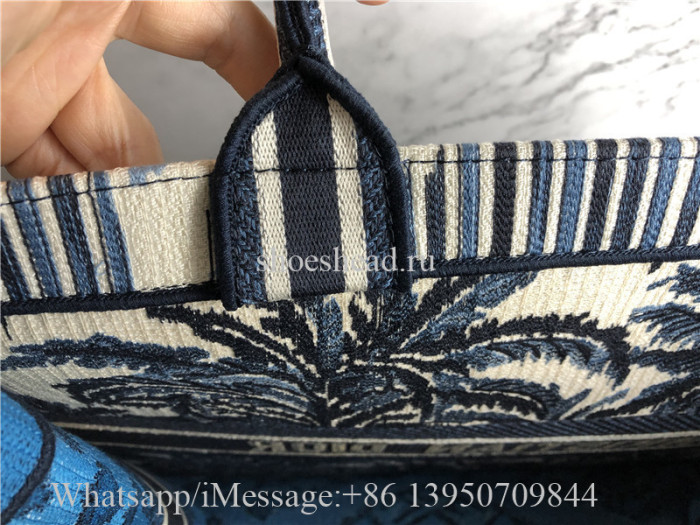 Original Dior Book Tote Blue Dior Palms Embroidery Bag
