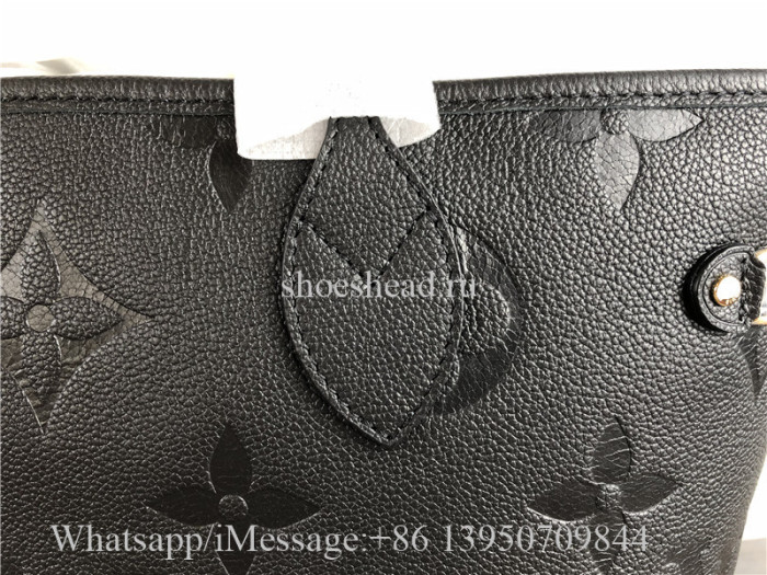 Original Louis Vuitton Neverfull MM Monogram Empreinte Leather Black Bag M45685
