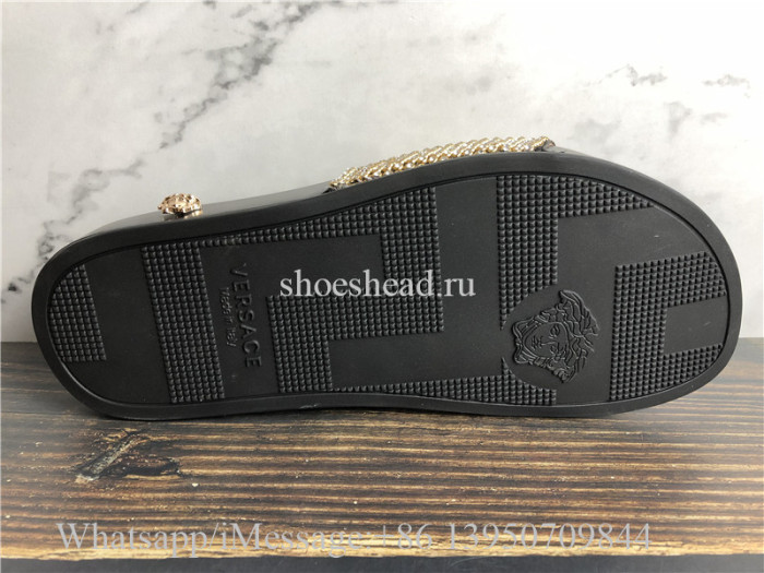 Versace Crystal Golden Slide Sandals