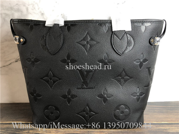 Original Louis Vuitton Neverfull MM Monogram Empreinte Leather Black Bag M45685