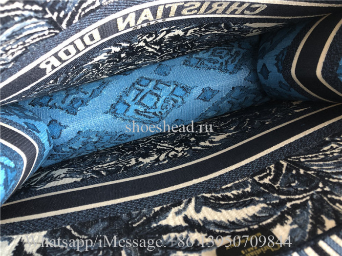 Original Dior Book Tote Blue Dior Palms Embroidery Bag