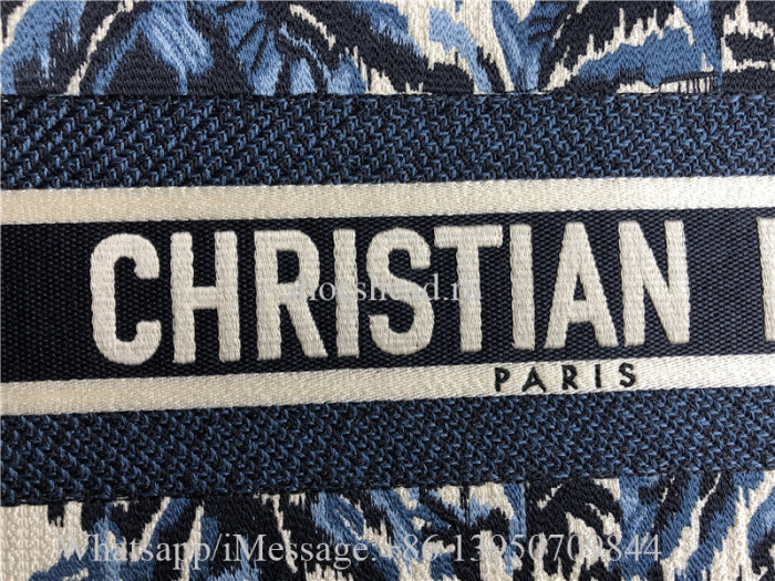 Original Dior Book Tote Blue Dior Palms Embroidery Bag