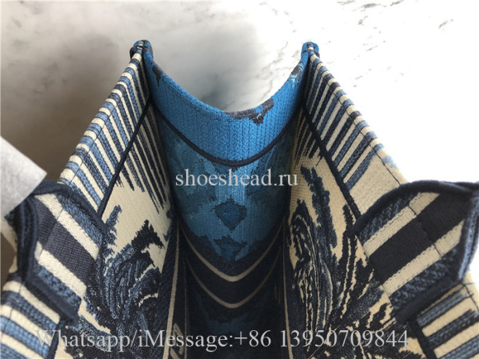 Original Dior Book Tote Blue Dior Palms Embroidery Bag