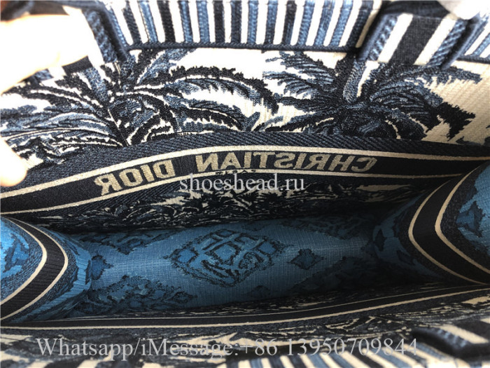 Original Dior Book Tote Blue Dior Palms Embroidery Bag