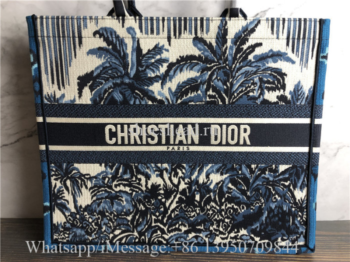 Original Dior Book Tote Blue Dior Palms Embroidery Bag