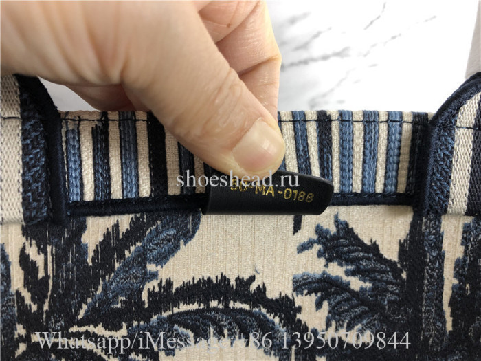 Original Dior Book Tote Blue Dior Palms Embroidery Bag