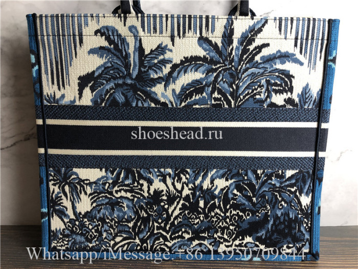 Original Dior Book Tote Blue Dior Palms Embroidery Bag