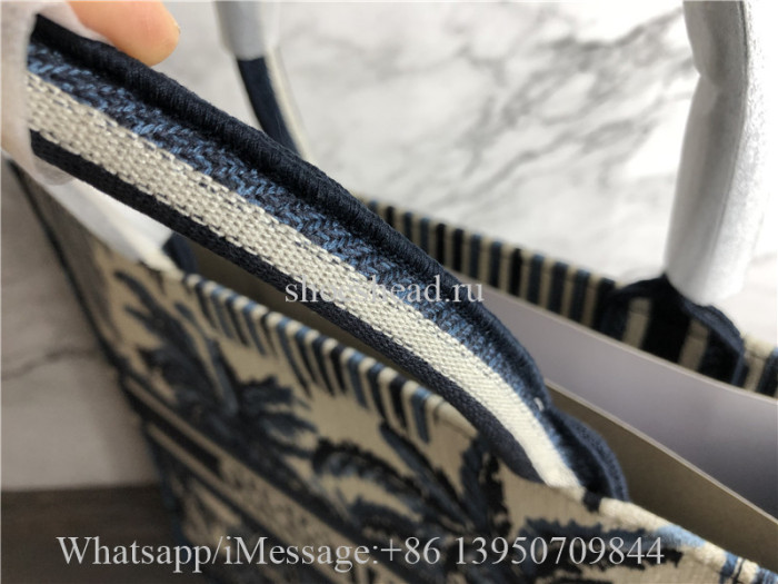 Original Dior Book Tote Blue Dior Palms Embroidery Bag