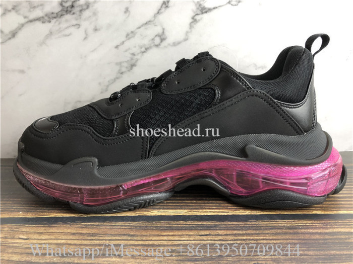 Balenciag Triple S Clear Sole Trainer Black Plum Red