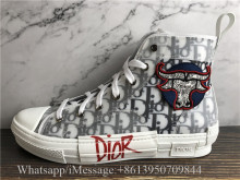 Dior B23 High Top Sneaker Dior Oblique Canvas With Dior Shawn Ox Head Embroidery Patch