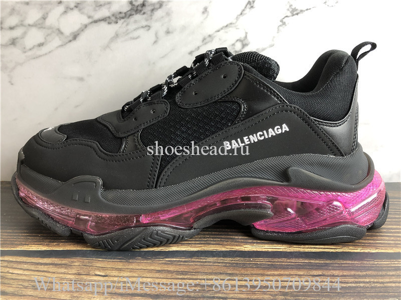 Balenciag Triple S Clear Sole Trainer Black Plum Red