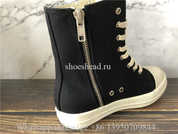Rick Owens RO High Top Sneakers Canvas Black White