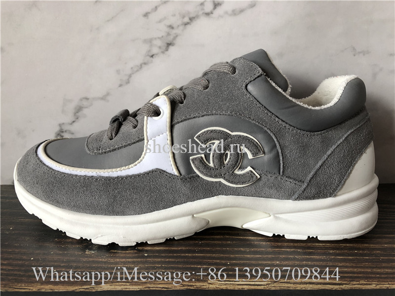 Chanel Low Top Trainer CC Suede Grey