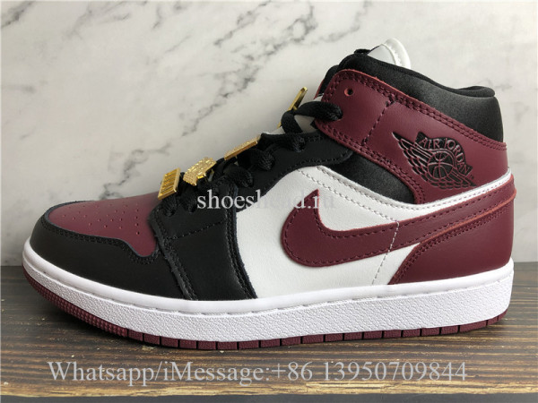 Air Jordan 1 Mid Wine Dark Beetroot Gold Pendants