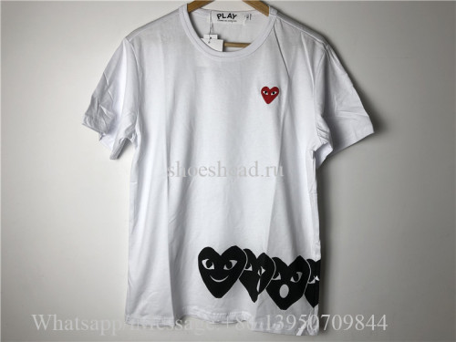 Comme Des Garcons Play White Shirt With Black Pattern