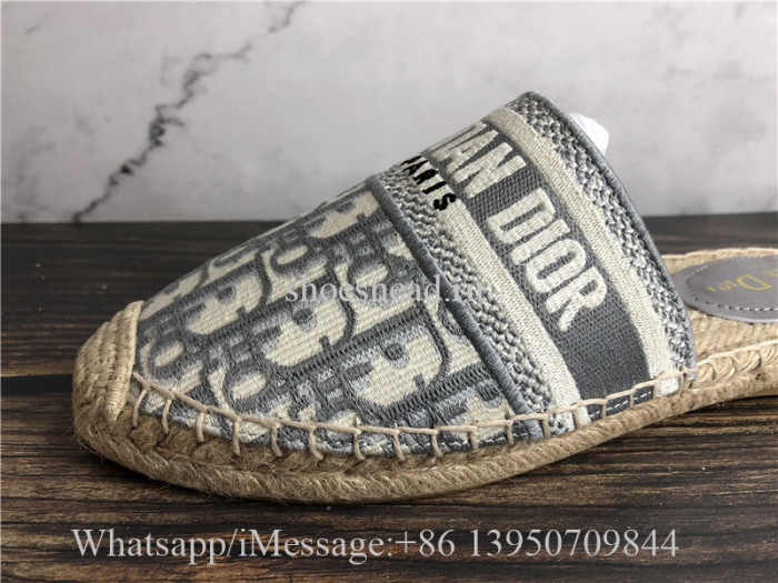 Dior Granville Mule White Dior Oblique Embroidered Cotton Slides Sandals