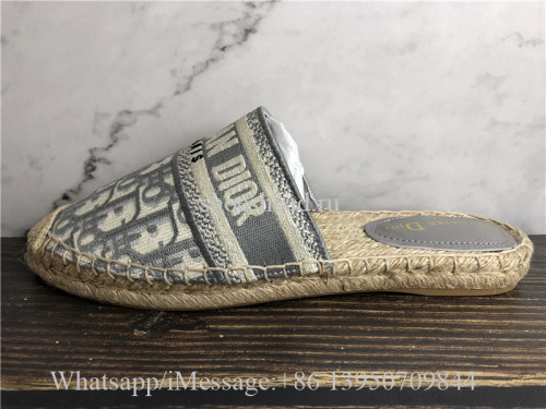Dior Granville Mule White Dior Oblique Embroidered Cotton Slides Sandals