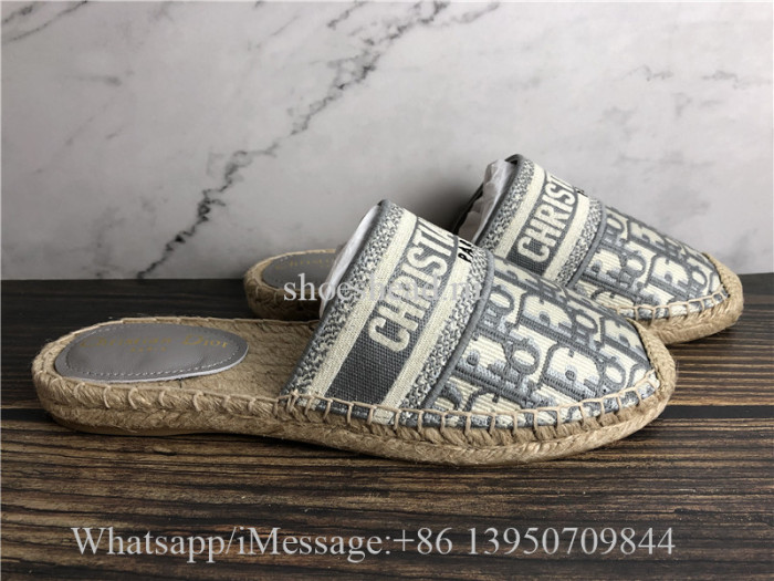 Dior Granville Mule White Dior Oblique Embroidered Cotton Slides Sandals