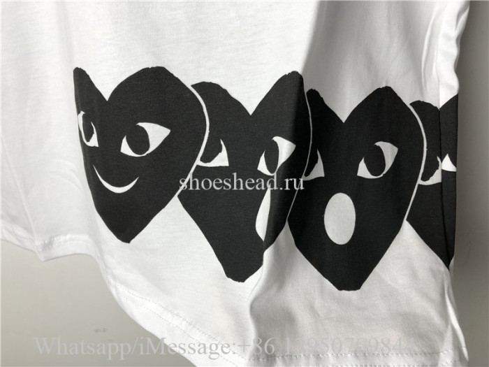 Comme Des Garcons Play White Shirt With Black Pattern