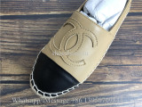 Chanel Beige Black Classic Espadrilles Lambskin Flats Shoes