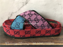 Gucci Supreme Red GG Multicolor Platform Sandals