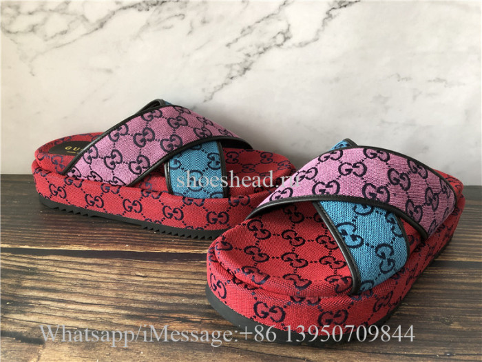 Gucci Supreme Red GG Multicolor Platform Sandals