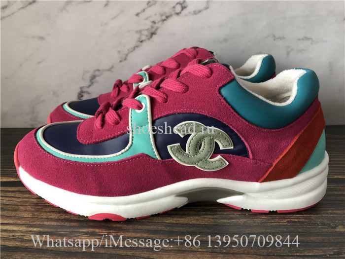 Chanel Low Top Trainer CC Suede Rose Red