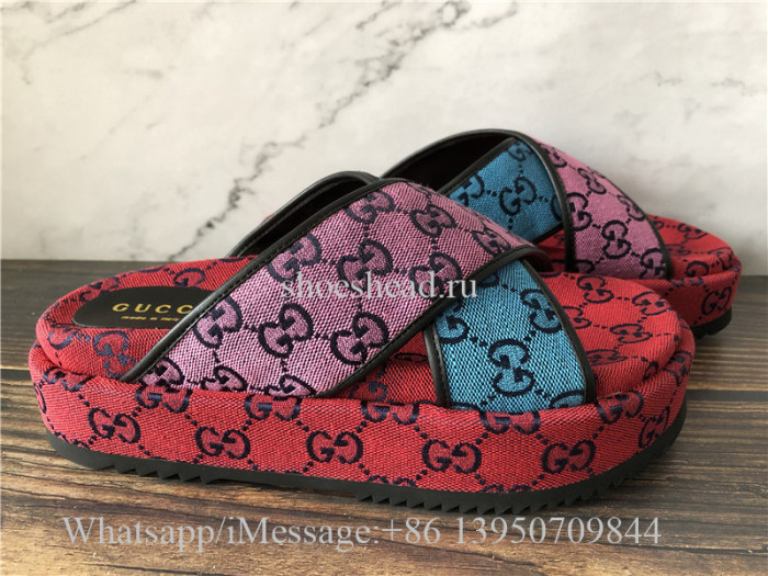 Gucci Supreme Red GG Multicolor Platform Sandals